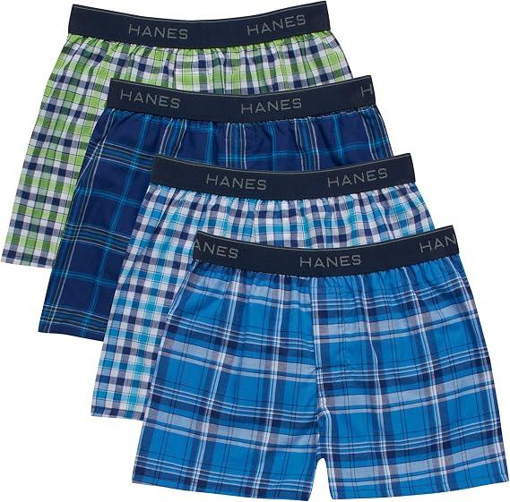Hanes Boys Assorted Woven Boxers - 4 Pack - BU835Y