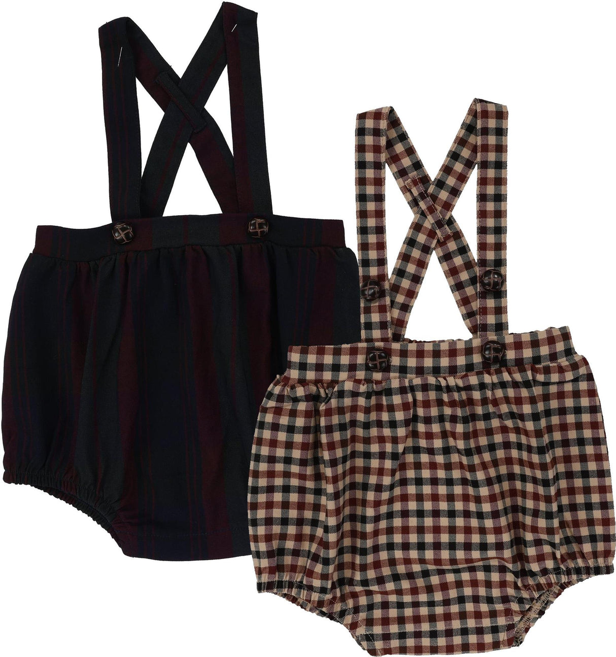 Lil Legs Suspender Bubble Bloomers - Tan Plaid Lil Legs Suspender Bubble Bloomers - Tan Plaid