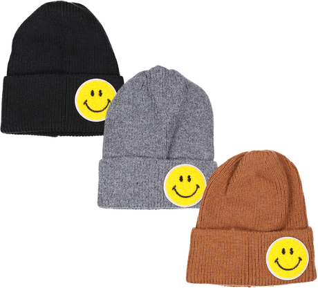 ShirtStop Smiley Patch Ribbed Knit Hat - 60165