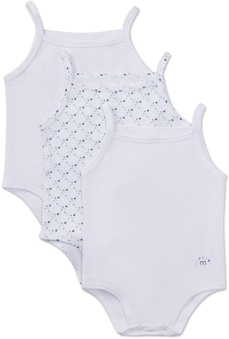 Memoi Baby Boys Girls Sleeveless Ribbed Dot Logo Bodysuit - 3 Pack - MKU2002