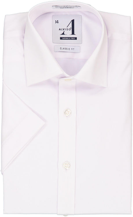 Alviso Boys White Short Sleeve Cotton/Poly Dress Shirt - T601
