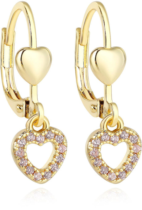 Tiny Gem Girls Double Heart Leverback Earring - TG38-43