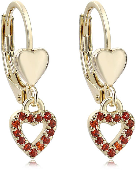 Tiny Gem Girls Double Heart Leverback Earring - TG38-43