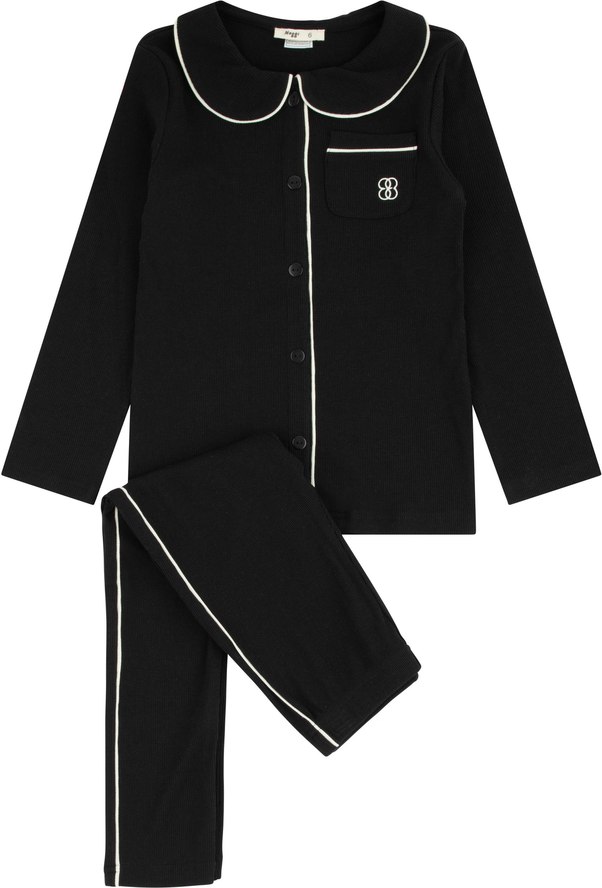 Noggi Boys Girls Bamboo Cotton Button Down Piped Pajamas - 216011