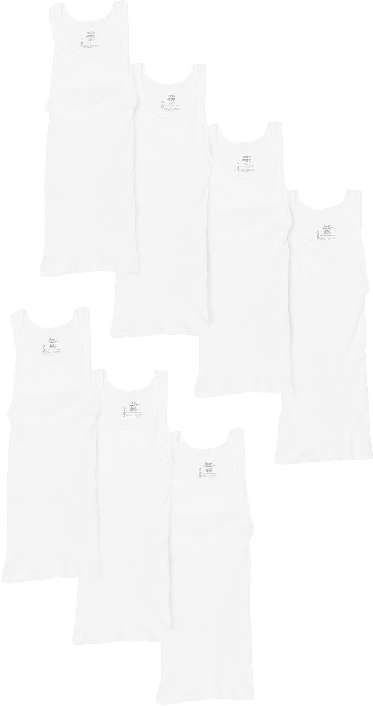 Hanes Mens TAGLESS A Shirt Tank Undershirts 6 Pack 372AP6 ShirtStop