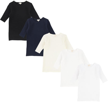 Lil Legs Ribbed Basic Collection Girls 3/4 Sleeve T-shirt - TQT