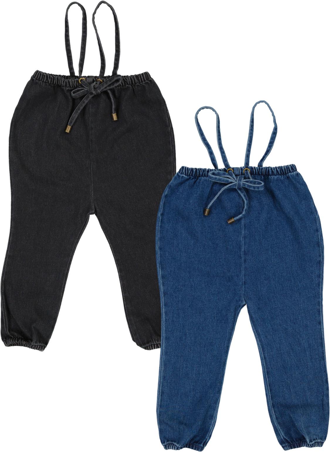 Analogie by Lil Legs Denim Collection Baby Toddler Girls Bow Suspender Romper