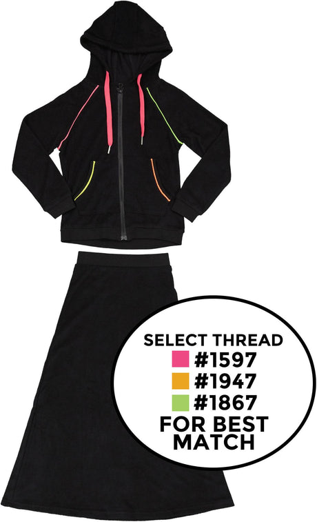 LandsKID Girls Neon Zippered Lightweight Terry Outfit - BR2-NEON