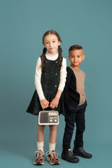 Charlotte & George Girls Velour Striped Emblem Jumper - WB4CP7060J