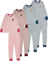 Crew Lounge Boys Girls Striped Bear Velour Pajamas - SG3210