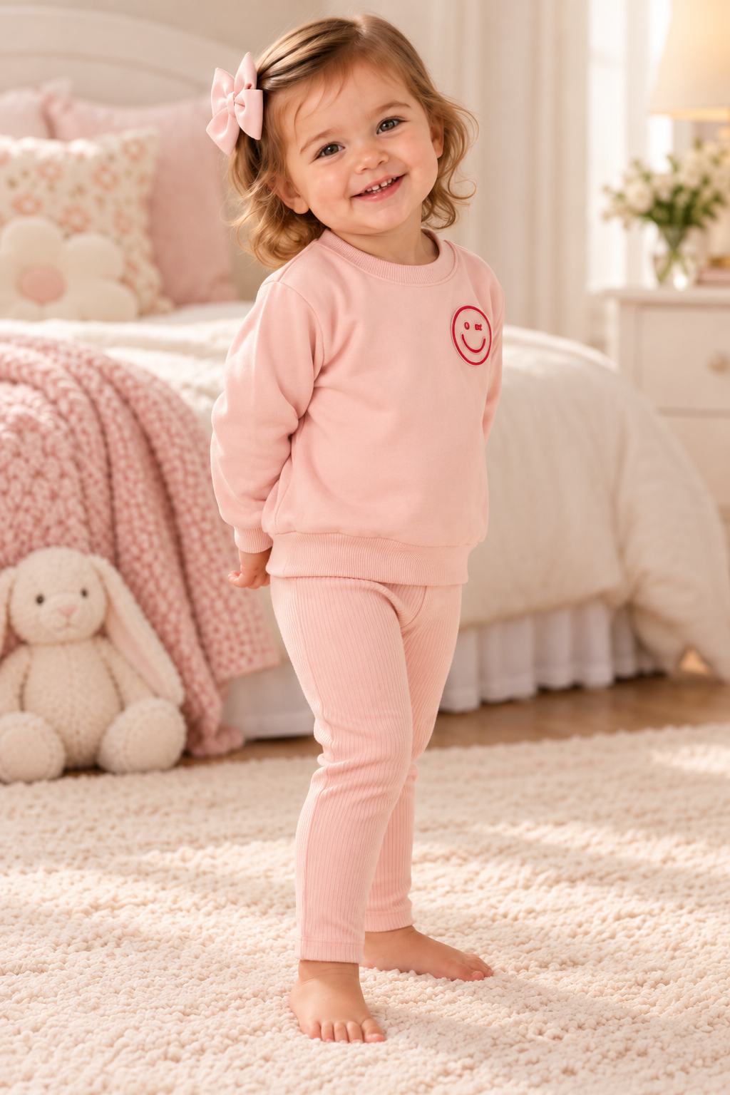 Bonjoy Baby Boys Girls Embossed Smiley Outfit - BWL26207SET