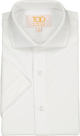 T.O. Collection Boys TOO Super Stretch White Short Sleeve Dress Shirt