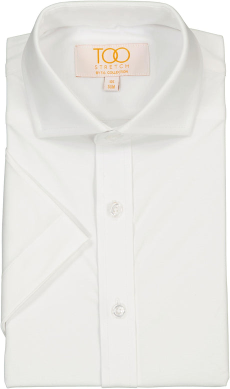 T.O. Collection Boys TOO Super Stretch White Short Sleeve Dress Shirt