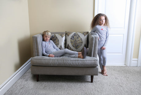 Bopop Girls Cotton Pinstripe Heart Pajamas - PL751