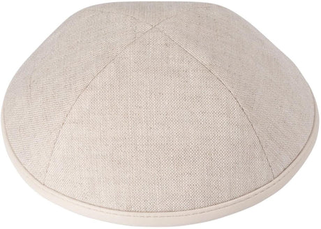 iKippah Boys Linen Yarmulka w/ Leather Rim