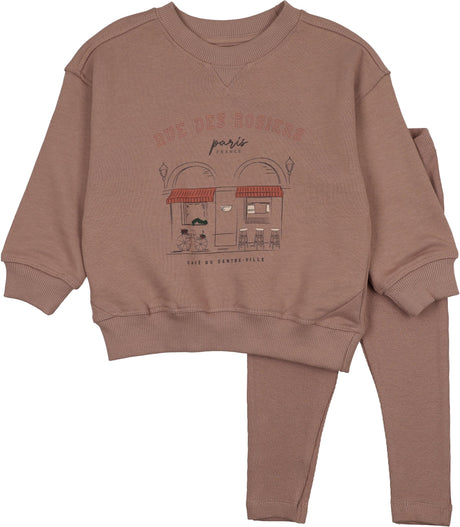 Analogie by Lil Legs Lil People Collection Baby Girls Cafe Sweatshirt Outfit - AF26S501