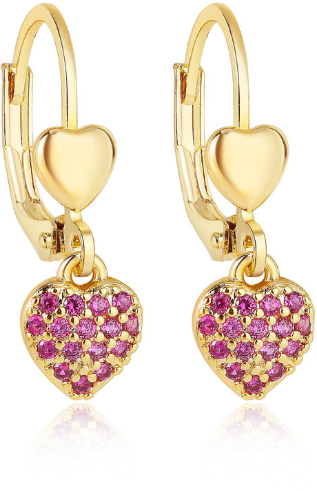 Tiny Gem Girls Double Heart Leverback Earring - TG5006