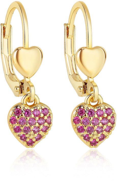 Tiny Gem Girls Double Heart Leverback Earring - TG5006