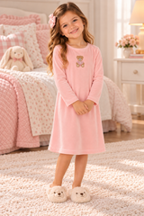 Bonbee Girls Teddy Bear Velour Nightgown - BWLV26007N
