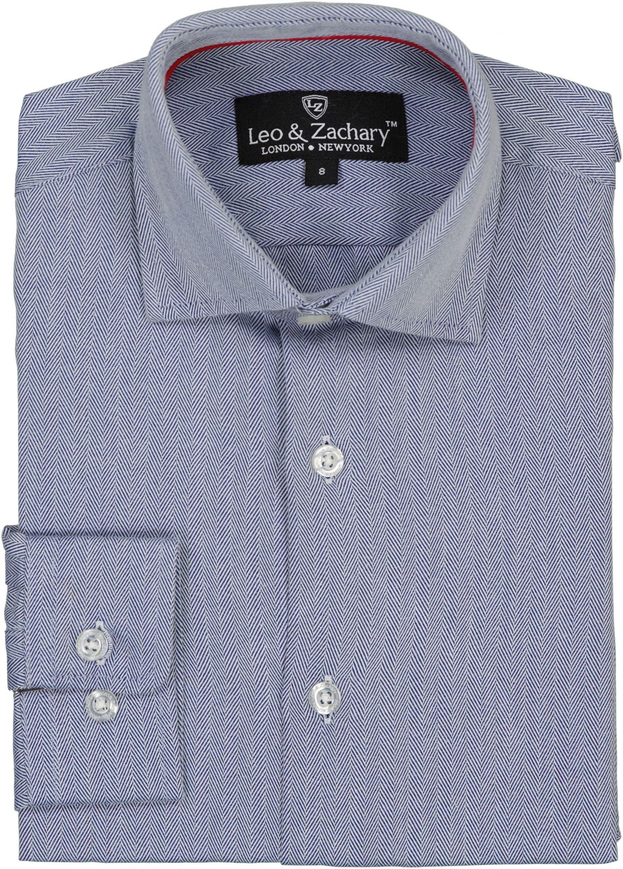 Leo & Zachary Boys Herringbone Long Sleeve Dress Shirt - 50001