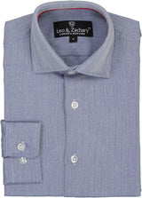 Leo & Zachary Boys Herringbone Long Sleeve Dress Shirt - 50001