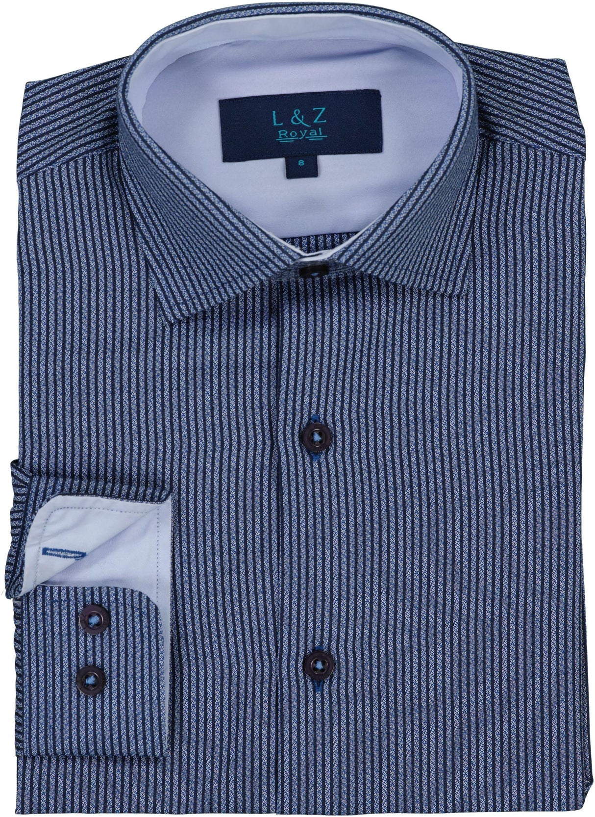 Leo & Zachary Boys Lines Long Sleeve Dress Shirt - 50007