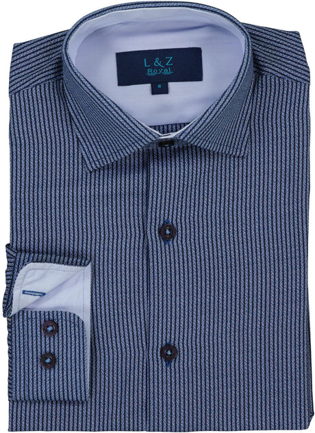 Leo & Zachary Boys Lines Long Sleeve Dress Shirt - 50007
