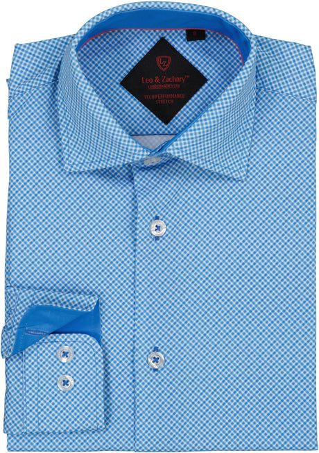 Leo & Zachary Boys Performance Tech Stretch Long Sleeve Dress Shirt - TS-502