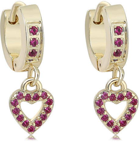 Tiny Gem Girls Hanging Heart Huggy Earring - TG9/10