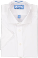 Adonis Boys 100% Cotton Non Iron Solid White Pinpoint Short Sleeve Dress Shirt