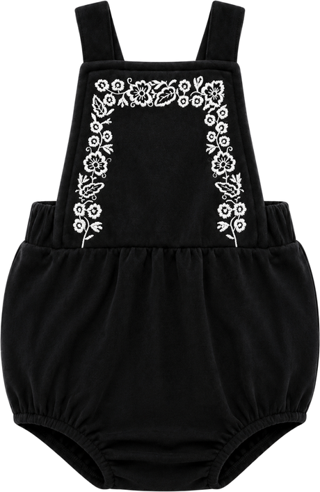 Space Gray Baby Girls Velvet Cord Bubble Romper - WB6CY3184BG