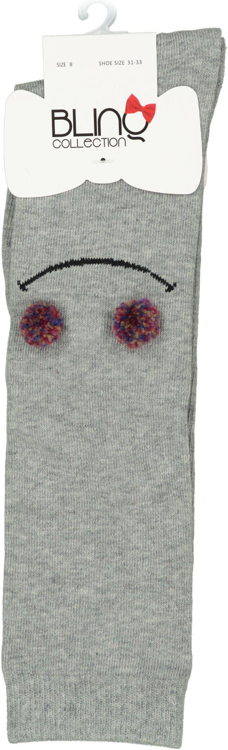 BlinQ Girls Pom Pom Smiley Face Knee Socks - 615