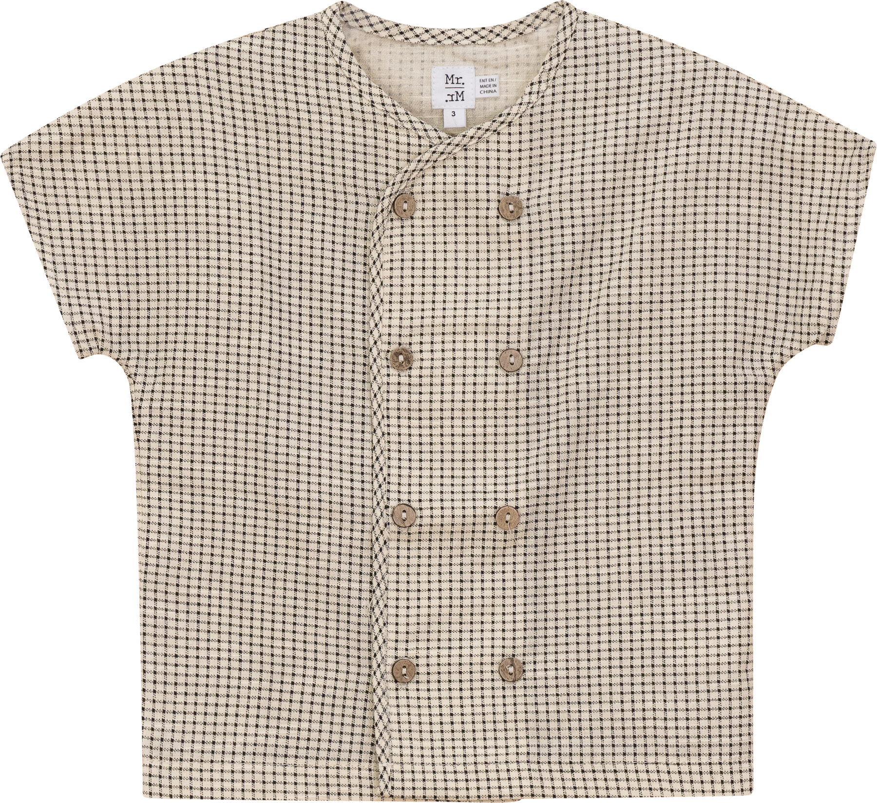 Mr. Mr. Boys Woven Checkered Double Button Short Sleeve