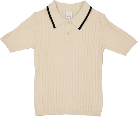 Clo Boys Diamond Texture Short Sleeve Collared Sweater - SB4CP5055