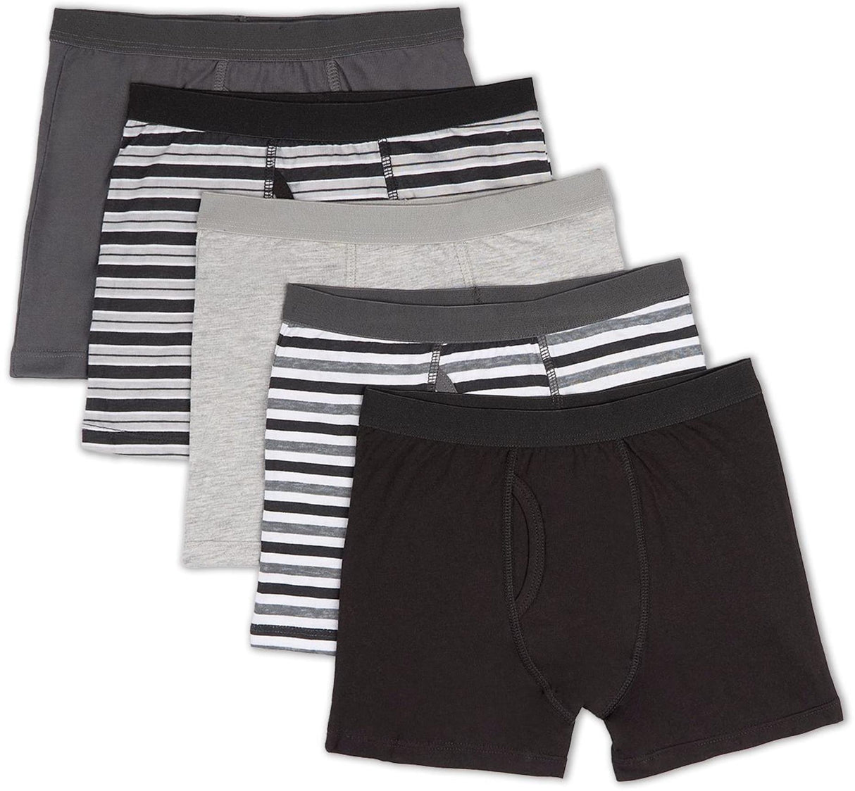 Spot On Basics by Memoi Boys Solids & Stripes Boxer Briefs 5 Pack - SP-6200