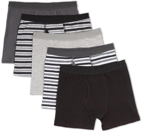 Spot On Basics by Memoi Boys Solids & Stripes Boxer Briefs 5 Pack - SP-6200
