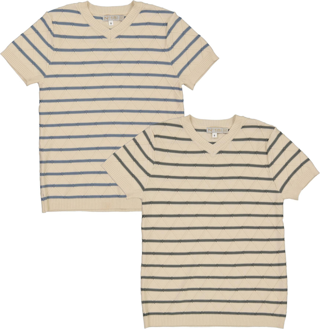 N° 18 Kids Boys Argyle Striped Short Sleeve Sweater - SB4CY2278