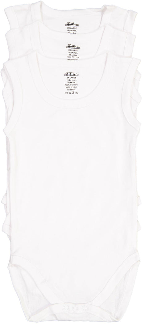 First Essentials Baby Boys Girls Unisex 3 Pack 100% Cotton Sleeveless Bodysuit Onesie - FE-SL
