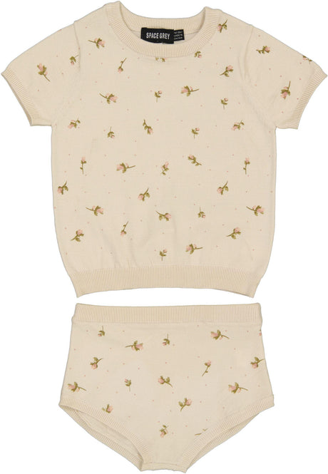 Space Gray Baby Girls Floral Print Outfit - SB4CY2289EG