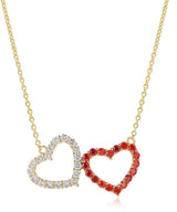 Tiny Gem Twin Heart Pendant Necklace - TG2012