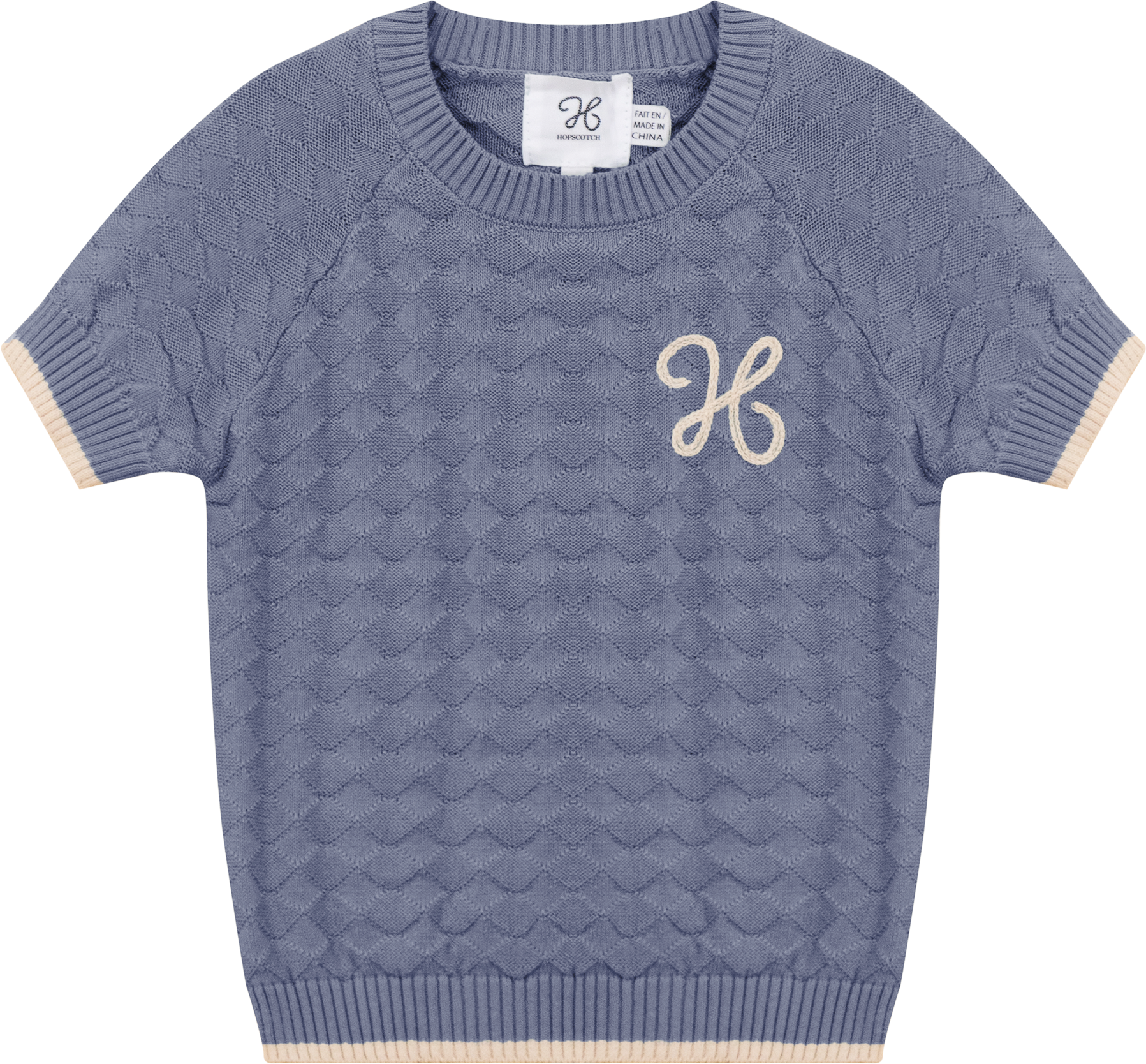 Hopscotch Boys Diamond Texture Short Sleeve Sweater