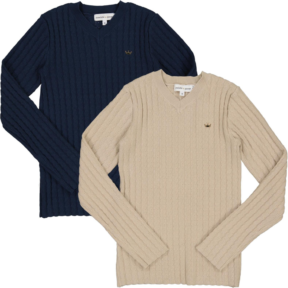 Charlotte & George Boys Rib Knit V-neck Sweater - WB4CP7030