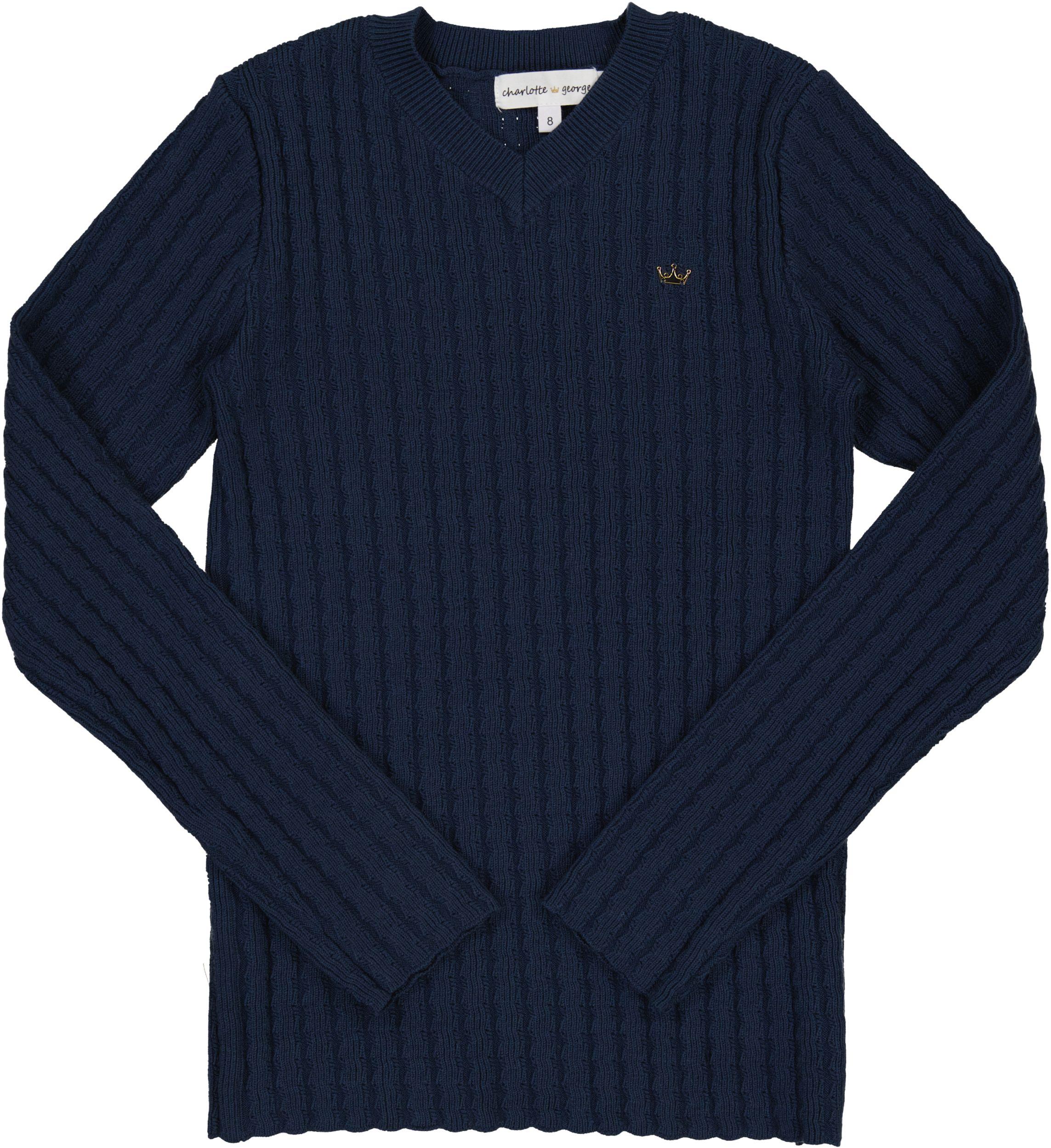 Charlotte & George Boys Rib Knit V-neck Sweater - WB4CP7030