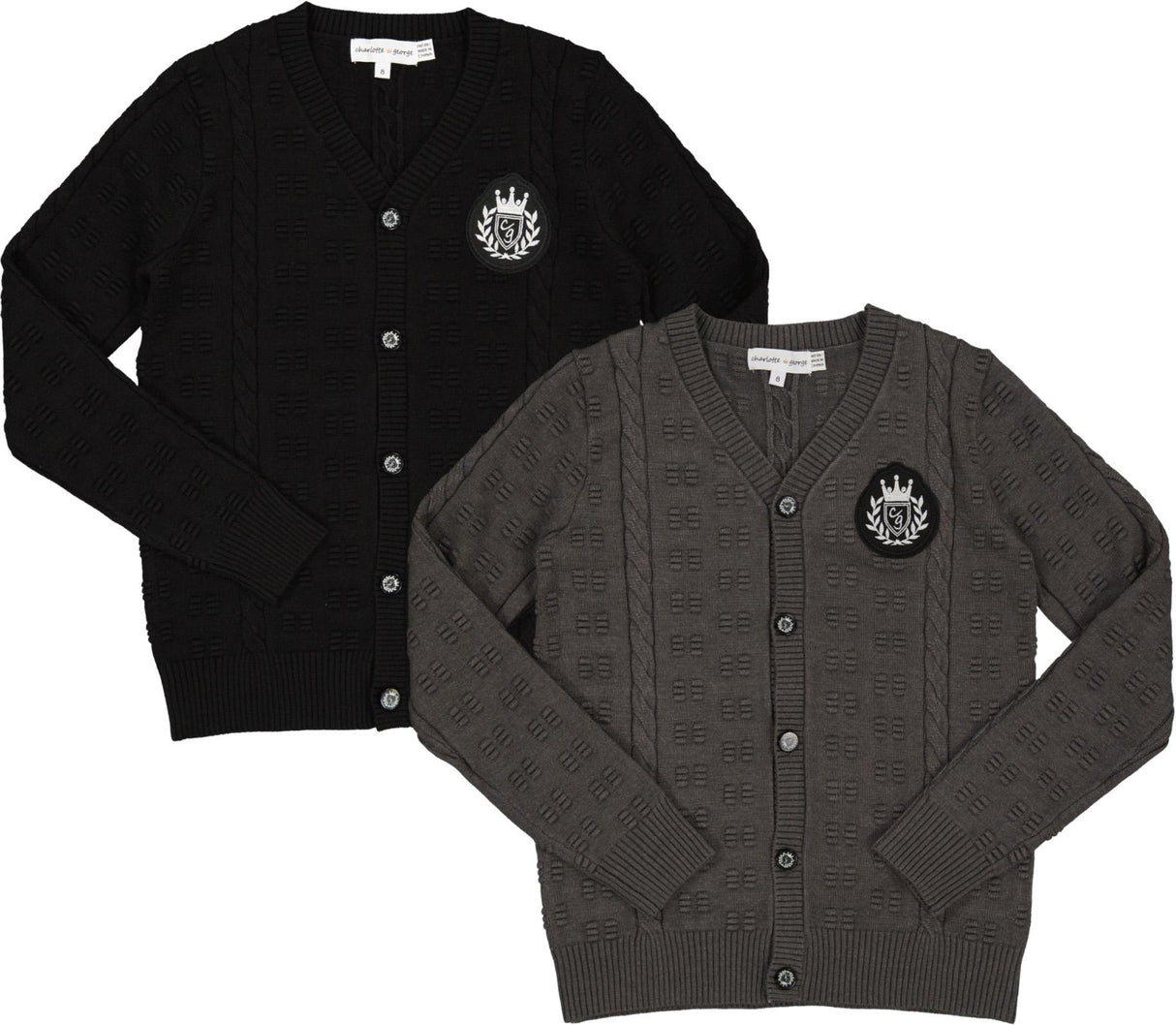 Charlotte & George Boys Textured Emblem Cardigan - WB4CP7058C