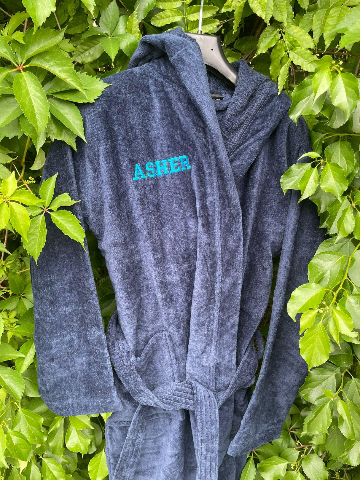 Abstract Boys Navy Terry Robe with Hood - 110-L