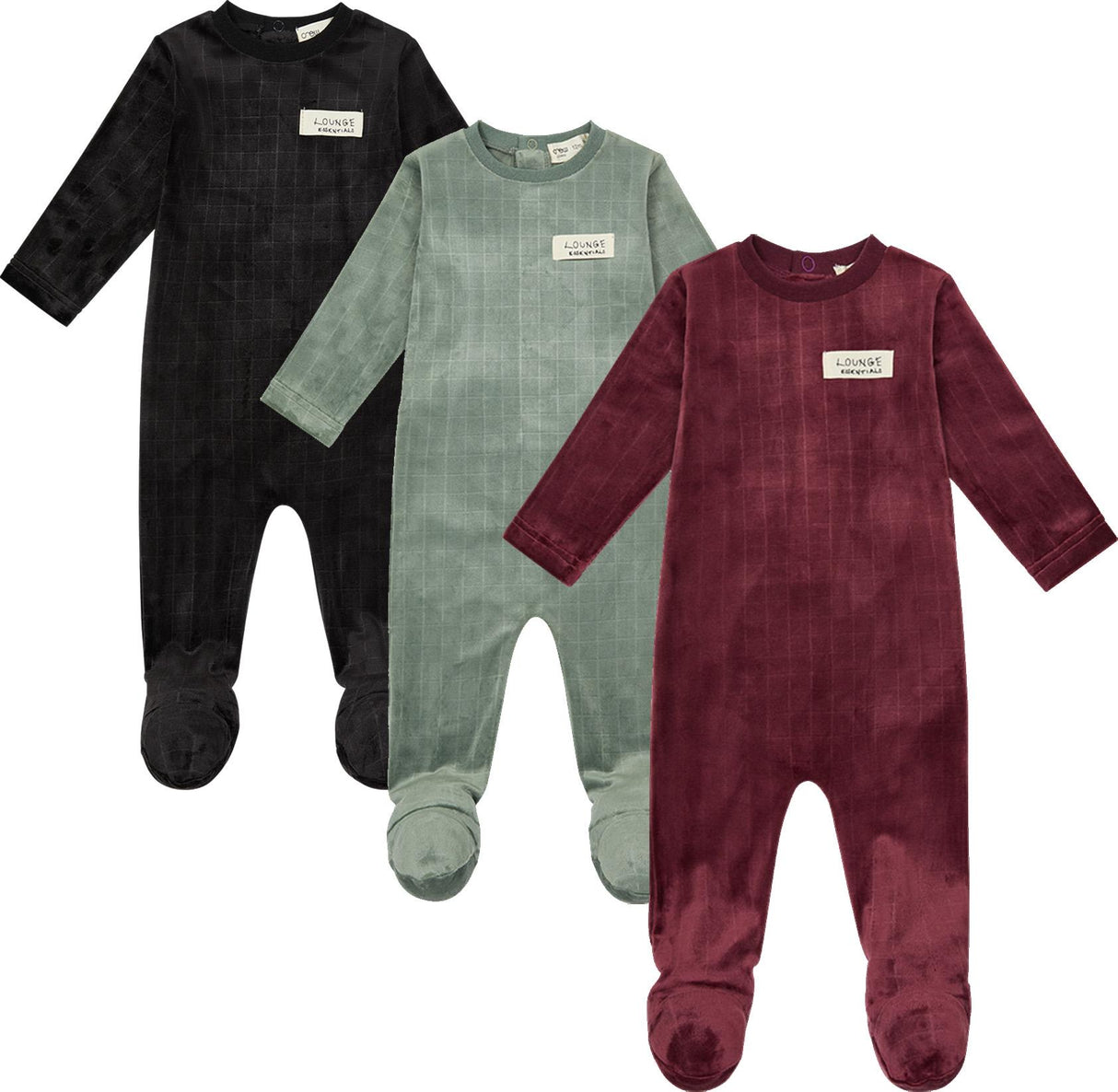 Crew Lounge Baby Boys Girls Velour Grid Footie - SG3206