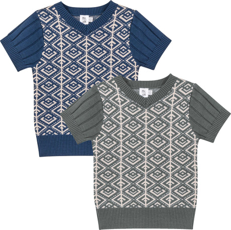 Mr. Mr. Boys Jacquard Knit Short Sleeve Sweater - SB5CY2578