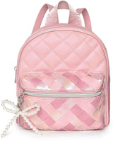 OMG Metallic Gingham Woven Mini Backpack - BOW-DMB11