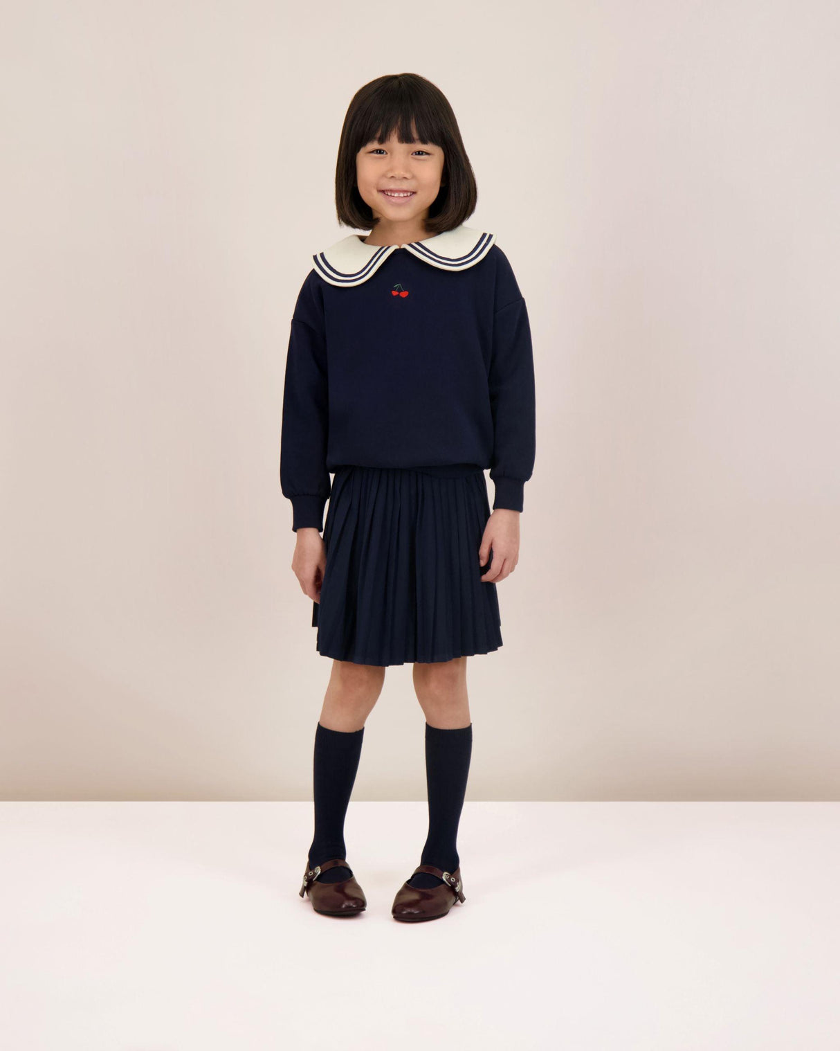 Analogie Lil Legs Bon Voyage Collection Girls Embroidered Cherry Sweatshirt - BVGS