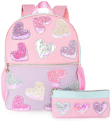 OMG Confetti Heart Patched Backpack & Pencil Case Set - HRT-SBP87